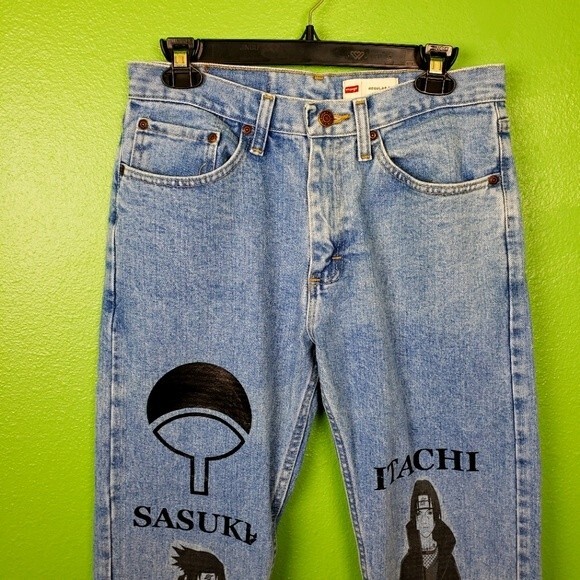 Wrangler Men's Blue Graphic Naruto Custom Straight Leg Pants Sz 30x30 - Picture 11 of 11